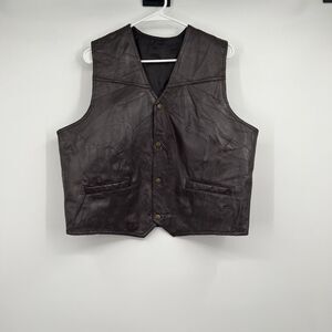 Mens Brown Snap Western Vest XL Boho Festival Hippie Biker